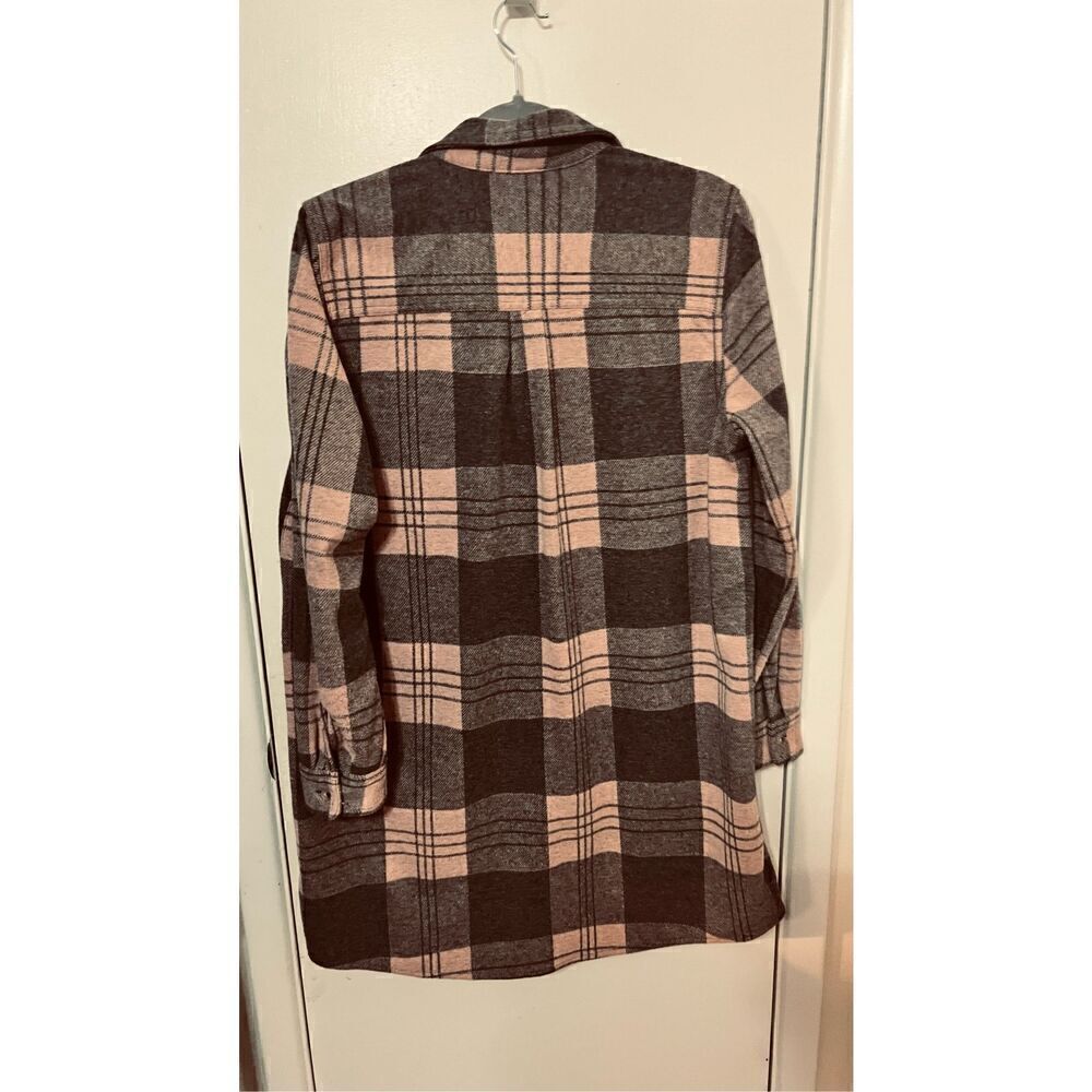 Beach Lunch Lounge Pink Gray Flannel Pocketed Top Size L - Picture 9 of 9